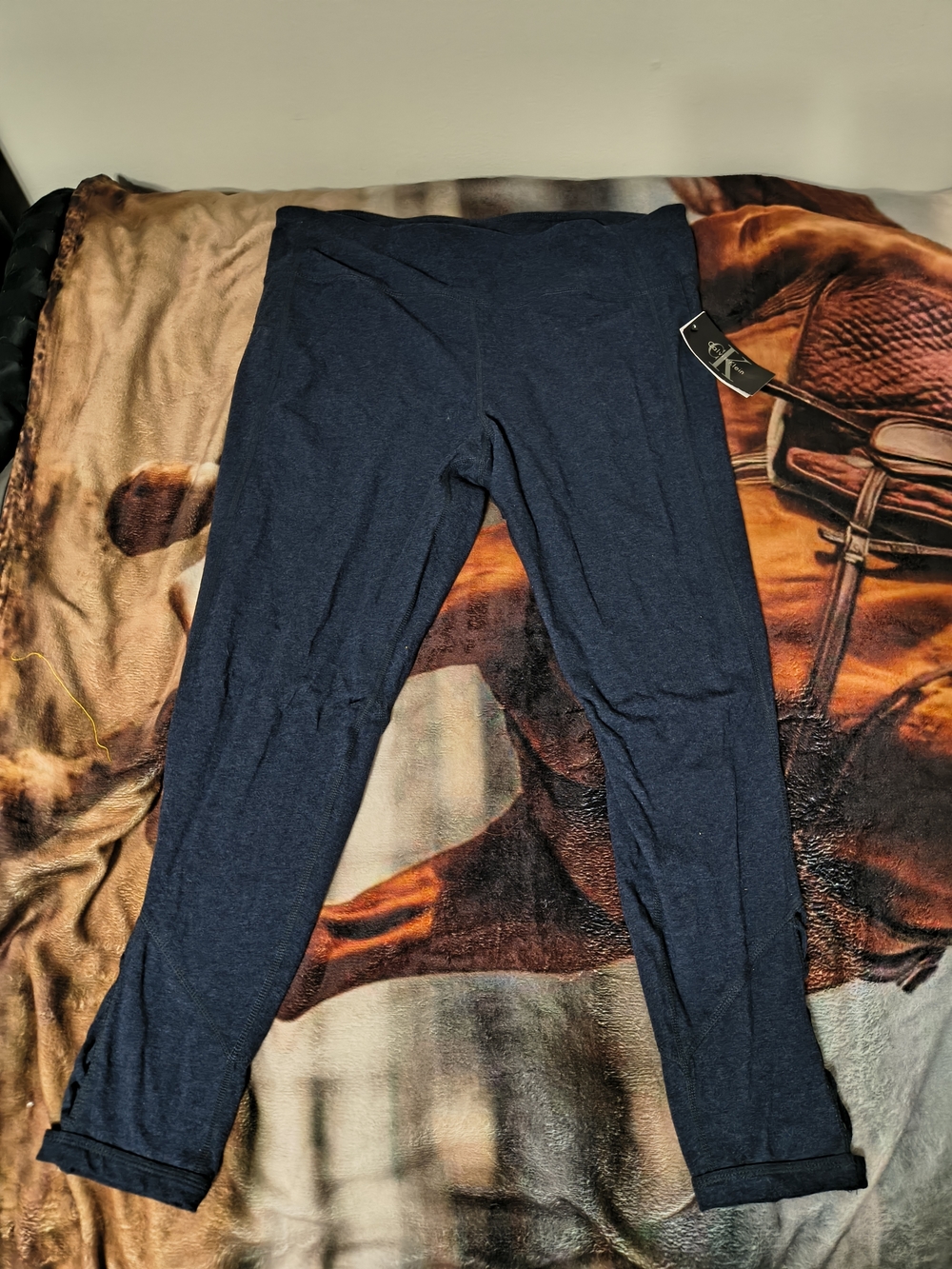 Calvin Klein Navy Blue Leggings With Macrame Detail
